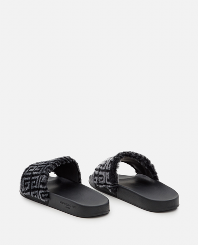 Shop Givenchy 4g Shearling & Rubber Slide Sandals In Black