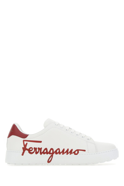 Shop Ferragamo White Leather Sneakers White Salvatore  Uomo 6