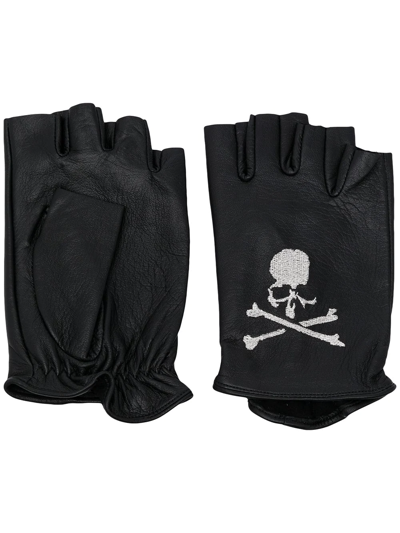 Shop Mastermind Japan Embroidered Logo Fingerless Gloves In Black