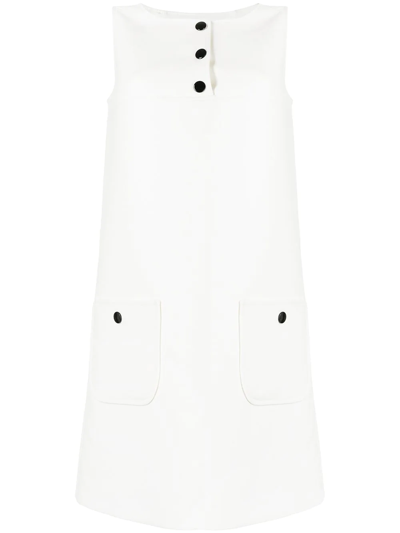 Shop Paule Ka Patch Pocket Shift Dress In White