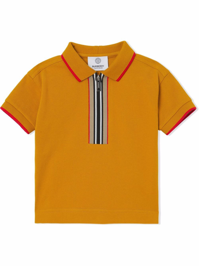 Shop Burberry Icon Stripe Polo Shirt In Orange