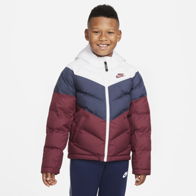 Shop Nike Sportswear Big Kids' Synthetic-fill Jacket In White,thunder Blue,dark Beetroot,dark Beetroot