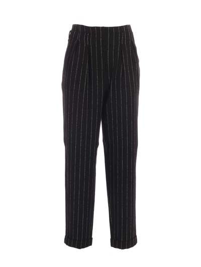 Shop Moschino Pinstripe Tailored Trousers In Black