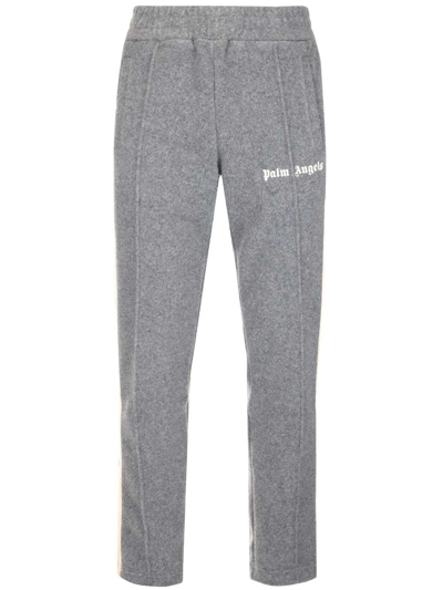 Shop Palm Angels Logo Printed Track Pants In Grey