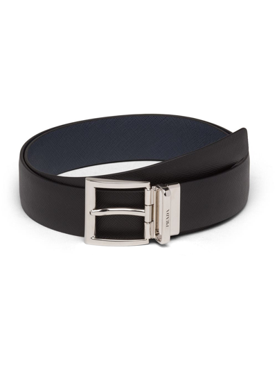 Shop Prada Reversible Buckle Belt In Black