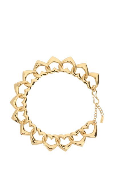 Shop Saint Laurent Heart Link Chain Choker Necklace In Gold