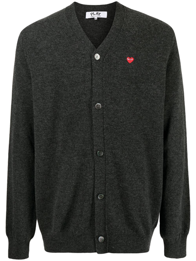 Shop Comme Des Garçons Play Heart Patch Cardigan In Grau