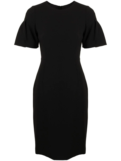 Shop Paule Ka Crepe Satin Fitted Dress In Schwarz