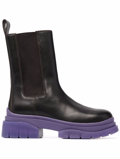 Shop Ash Storm Chunky-sole Leather Boots In Schwarz