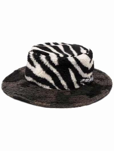 Shop Khrisjoy Zebra Print Faux Fur Hat In Schwarz