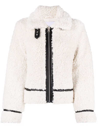 Shop Stand Studio Audrey Faux Shearling Jacket In Weiss