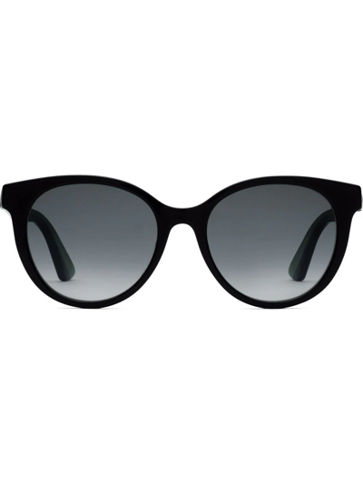 Shop Gucci Round-frame Sunglasses In Schwarz
