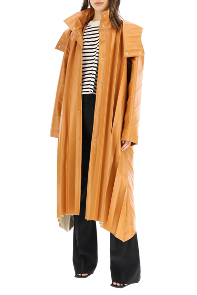 Shop A.w.a.k.e. Pleated Eco Leather Coat In Orange