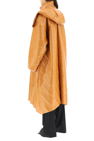 Shop A.w.a.k.e. Pleated Eco Leather Coat In Orange