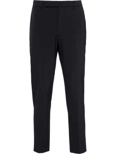 Shop Prada Pressed-crease Tailored Trousers In Black