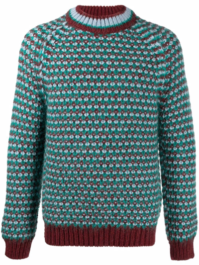 Shop Marni Patterned-knit Jumper In Red