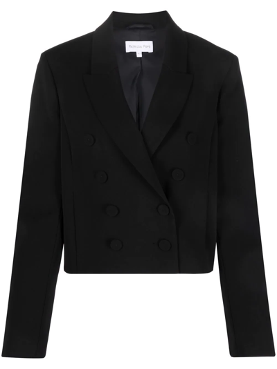 Shop Patrizia Pepe Double-breasted Cropped Blazer In Black