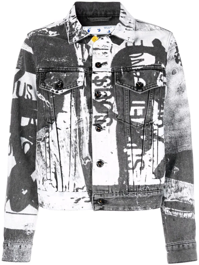 Shop Off-white X Pablo Tomek Printed Denim Jacket In Black