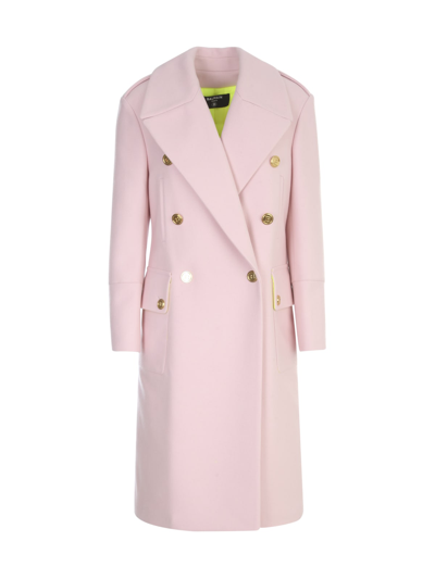 Shop Balmain Oversized Double-breasted Wool Coat In Bv Rose P Le