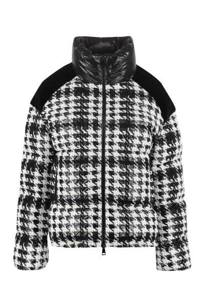 Moncler Erine Houndstooth Check Down Puffer Jacket In Multicolor
