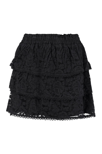 Shop Loveshackfancy Brynlee Lace Skirt In Black