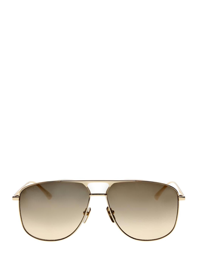 Shop Gucci Gg0336s Gold Sunglasses