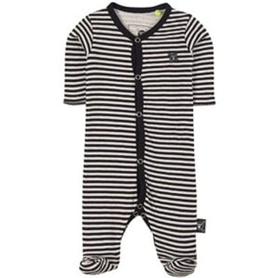 Shop Nununu White Striped Footed Baby Body In Black