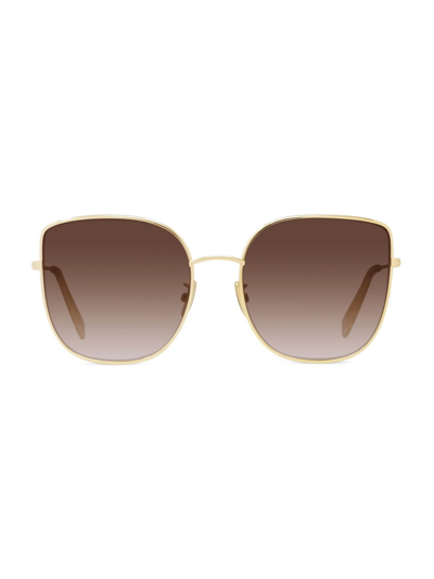 Shop Celine 59mm Metal Cat Eye Sunglasses In Gold Brown
