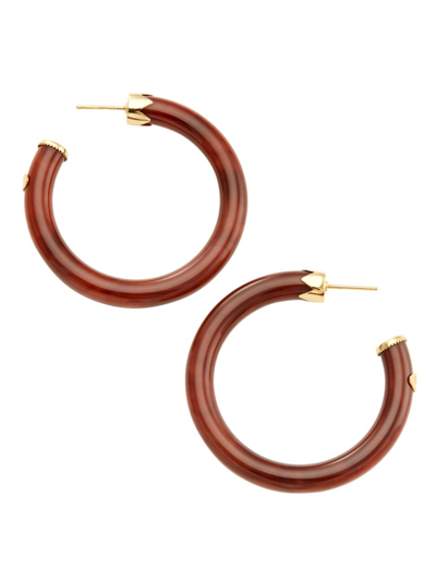 Shop Gas Bijoux Caftan 24k Gold-plated & Acetate Hoop Earrings In Nocolor