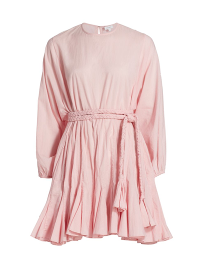 Shop Rhode Ella Braided Belt Fit-&-flare Minidress In Candy Pink