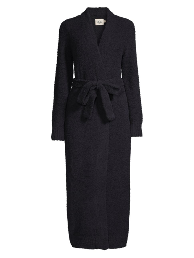 Shop Ugg Women's Fluffy Knit Lenny Robe In Black