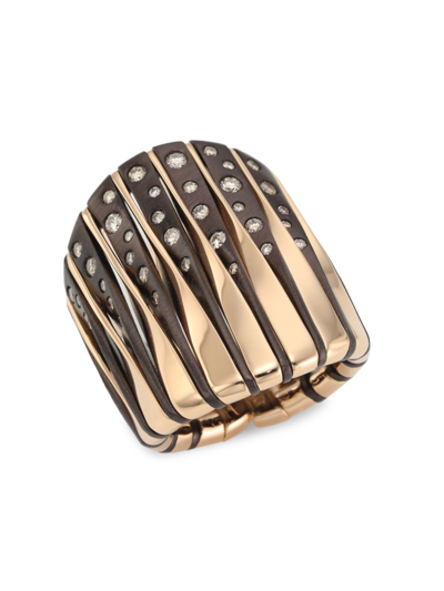 Shop Vhernier Women's Coucher Du Soleil 18k Rose Gold, Bronze & Diamond Tapered Ring In Rose Gold Bronze