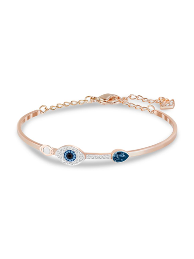 Shop Swarovski Women's Evil Eye  Crystal Rose Goldplated Bangle Bracelet