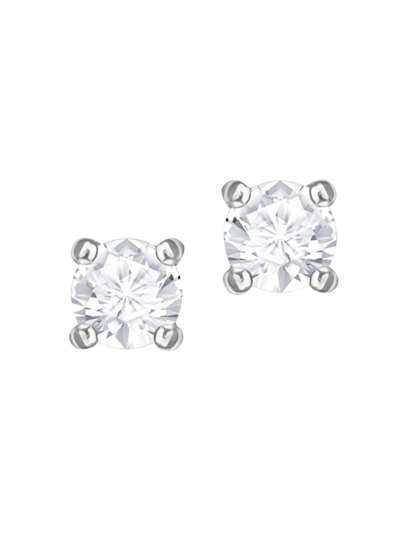 Shop Swarovski Women's Attract  Round Cubic Zirconia Rhodium-plated Stud Earrings In Crystal