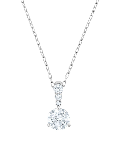 Shop Swarovski Women's Solitaire  Crystal Rhodium-plated Pendant Necklace