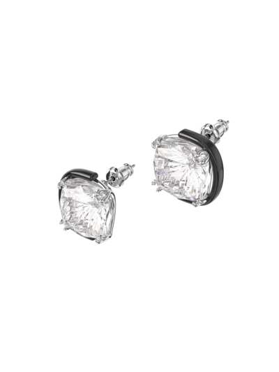 Shop Swarovski Women's Harmonia  Crystal Oversized Black Solitaire Stud Earrings