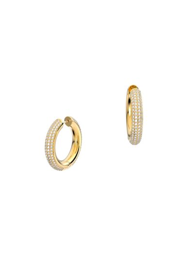 Shop Swarovski Women's Dextera  Crystal Goldplated Hoop Earrings