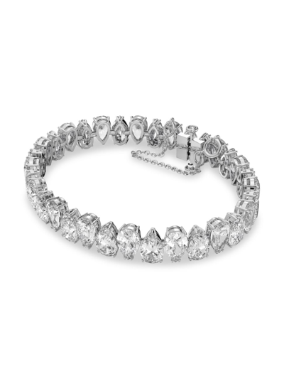 Shop Swarovski Women's Millenia  Crystal Pear-cut Rhodium-plated Bracelet In Silver