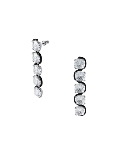 Shop Swarovski Women's Harmonia  Crystal Rhodium-plated Cushion-cut Drop Earrings