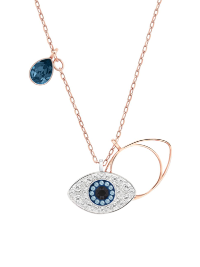 Shop Swarovski Women's Evil Eye  Crystal Rose Goldplated Symbolic Evil Eye Pendant Necklace