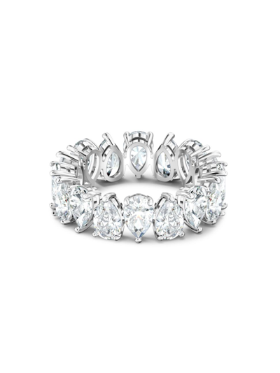 Shop Swarovski Women's Vittore  Crystal Pear-cut Rhodium-plated Ring In Silver