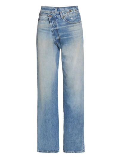 Shop R13 Women's Wide-leg Crossover Waist Jeans In Irving Blue