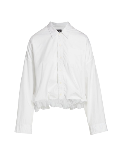 Shop R13 Women's Gathered Hem Tailored Shirt In White