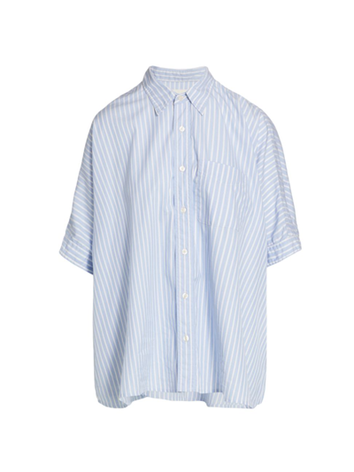 Shop R13 Women's Oversized Striped Button-up Shirt In Light Blue Wide Stripe