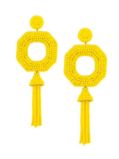 Shop Deepa Gurnani Isha Beaded Linear Drop Earrings In Yellow