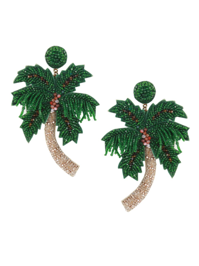 Shop Deepa Gurnani Women's Palm Tree Beaded Drop Earrings In Green