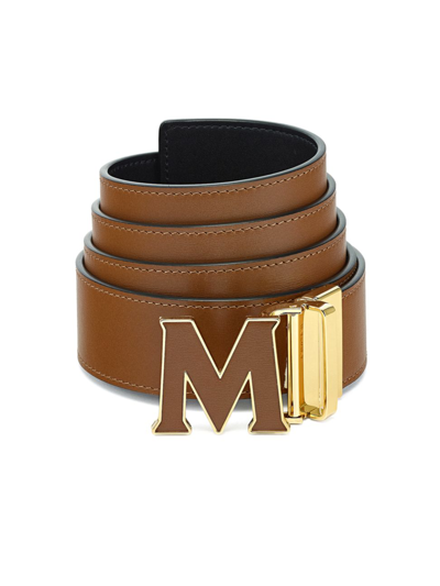 Shop Mcm Men's Claus Reversible Belt In Toffee