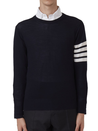 Shop Thom Browne Men's Classic Merino Wool Crewneck Sweater In Navy