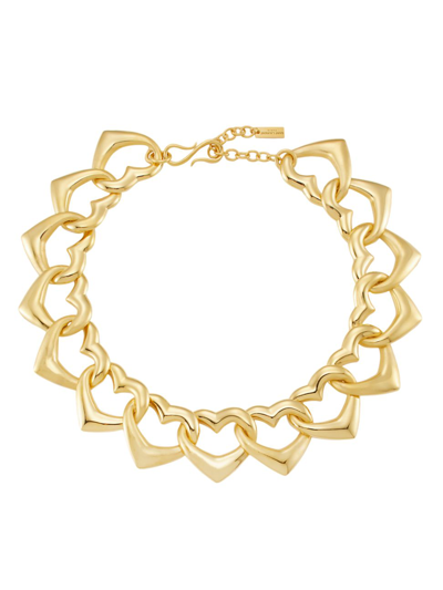 Shop Saint Laurent Heart-link Chain Choker In Gold