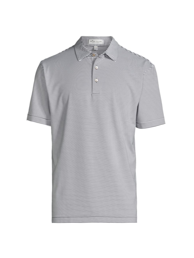 Shop Peter Millar Men's Hales Striped Stretch Jersey Polo Shirt In Iron